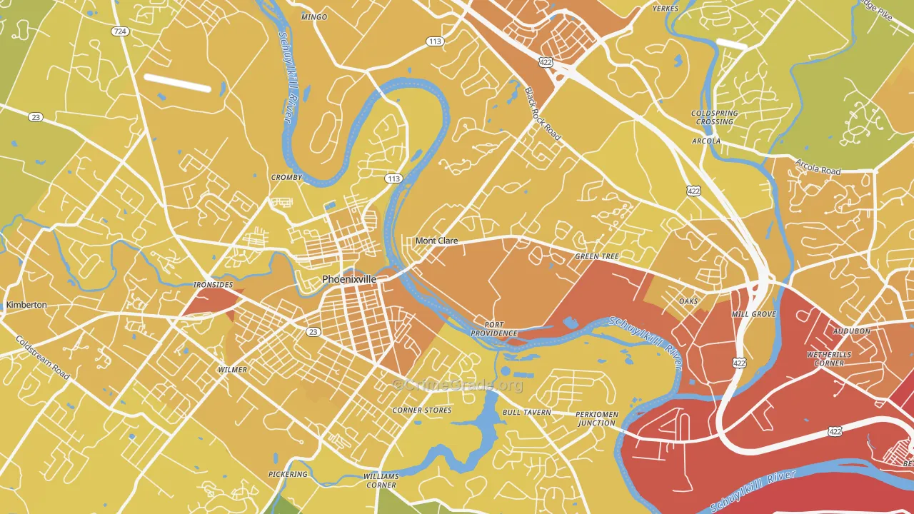 Mont Clare, PA Map of Vehicle Theft Rates