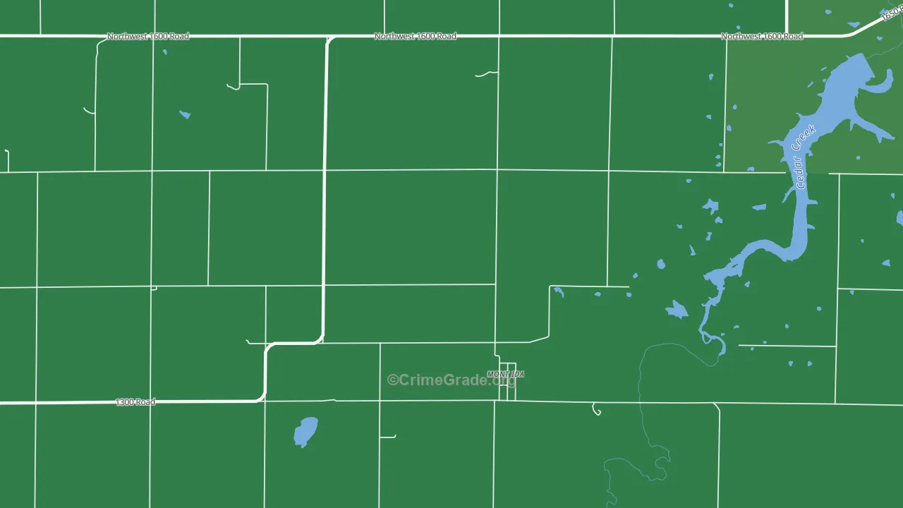 Mont Ida, KS Map of Vehicle Theft Rates