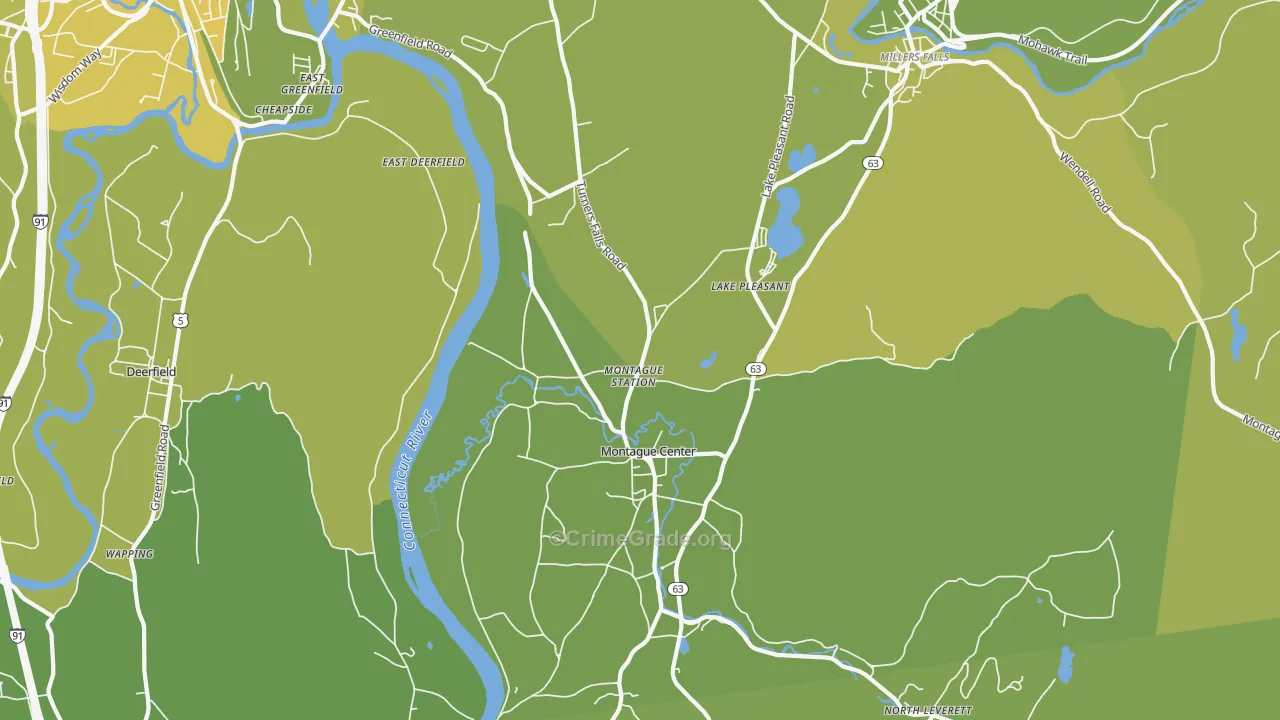 Montague, MA Map of Vehicle Theft Rates