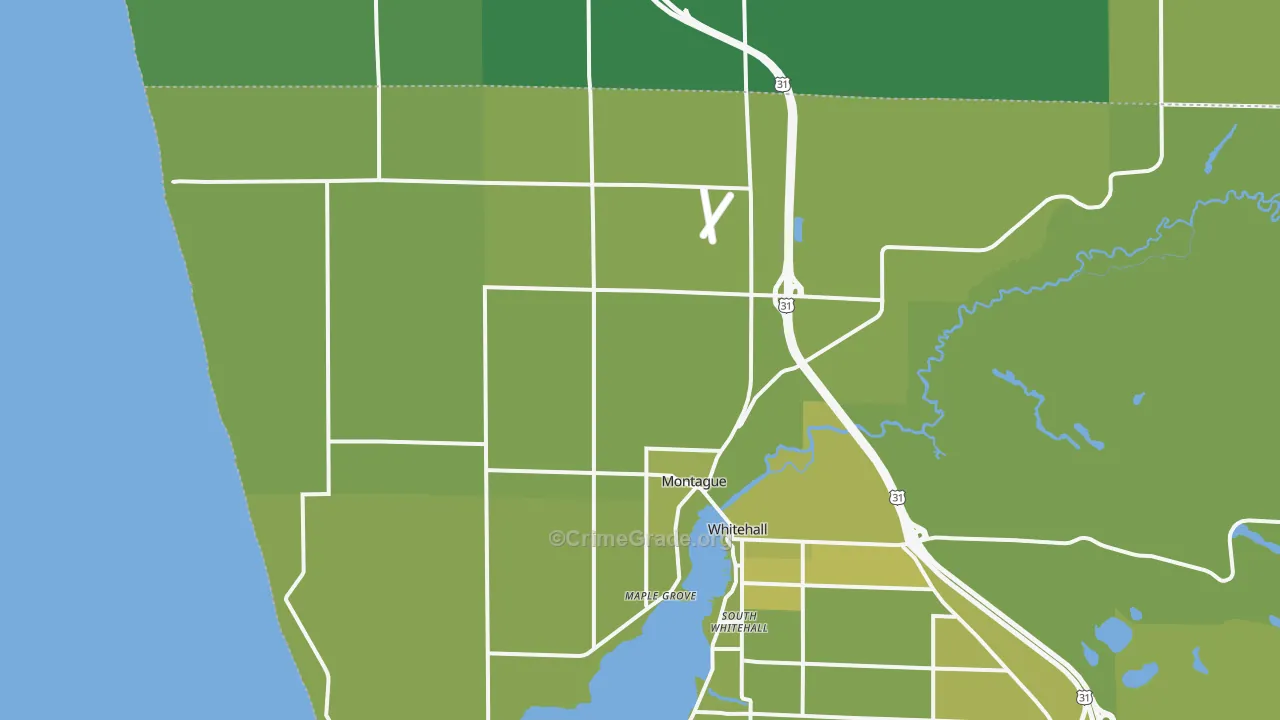 Montague, MI Map of Vehicle Theft Rates
