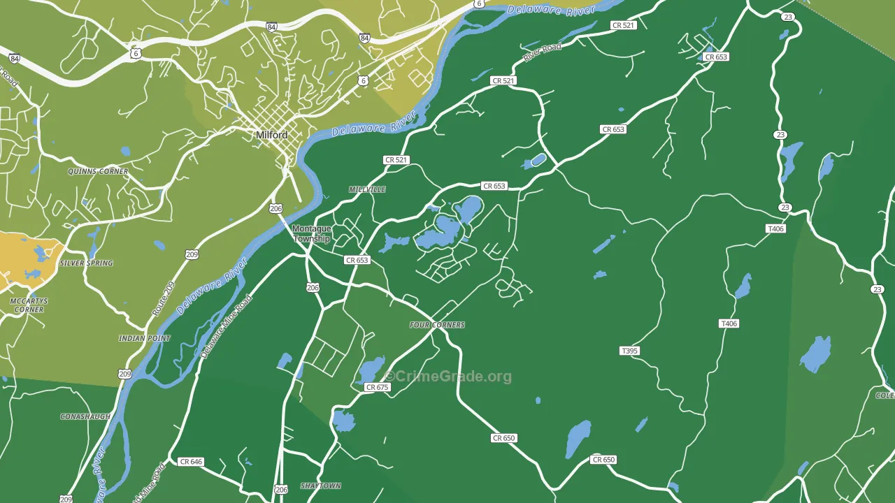 Montague, NJ Map of Vehicle Theft Rates
