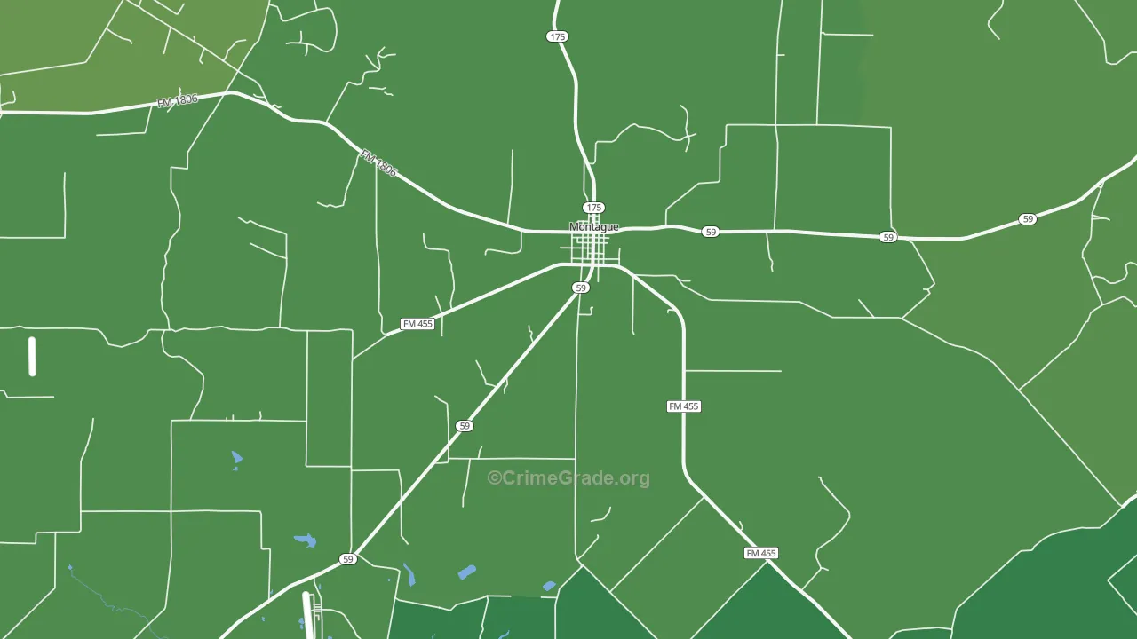 Montague, TX Map of Vehicle Theft Rates