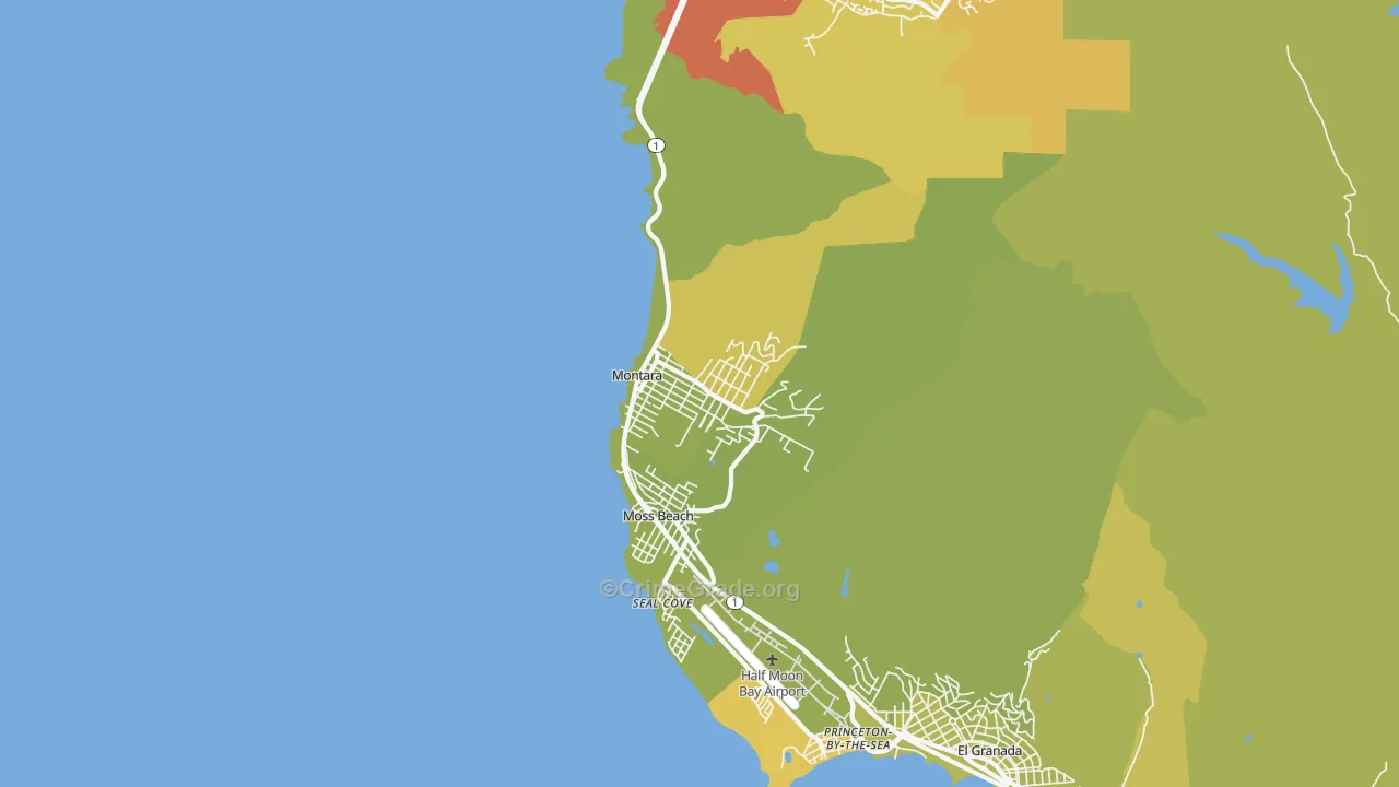 Montara, CA Map of Vehicle Theft Rates