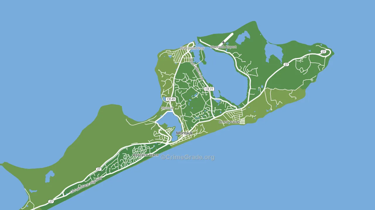 Montauk, NY Map of Vehicle Theft Rates