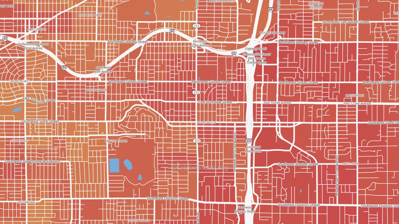 Montavilla, Portland, OR Map of Vehicle Theft Rates