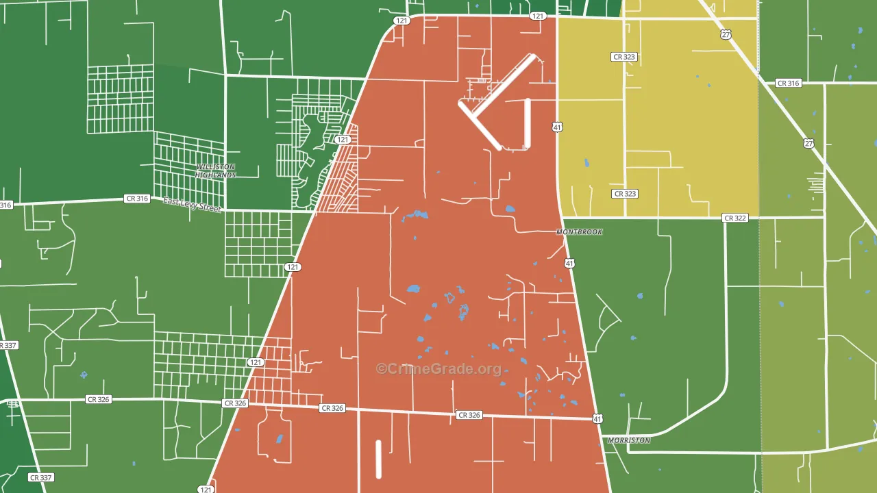 Montbrook, FL Map of Vehicle Theft Rates