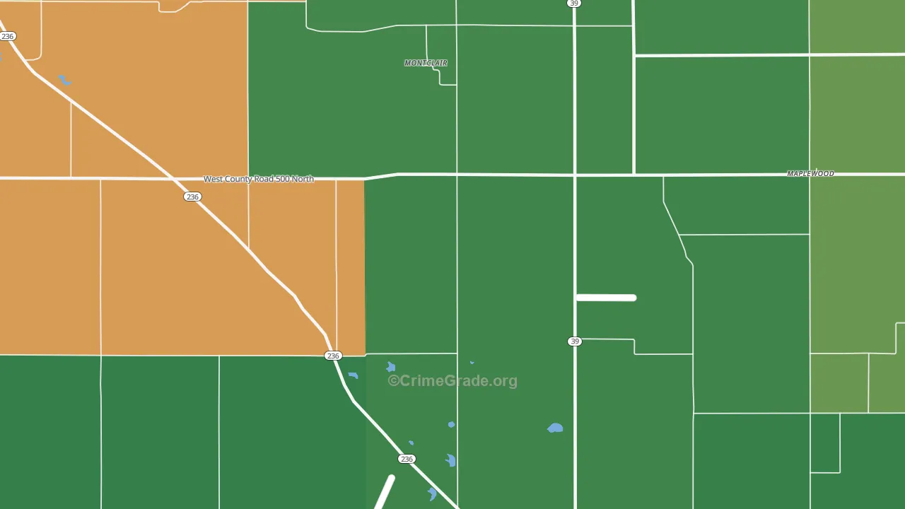Montclair, IN Map of Vehicle Theft Rates
