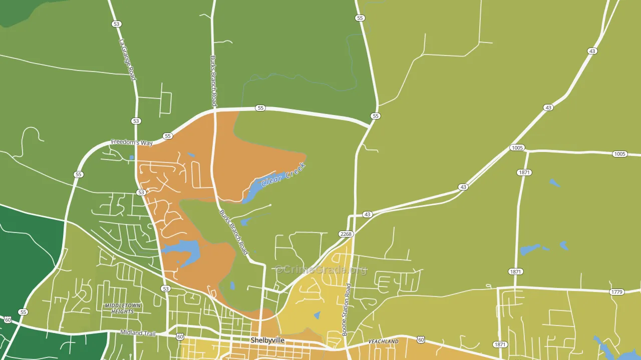 Montclair, KY Map of Vehicle Theft Rates