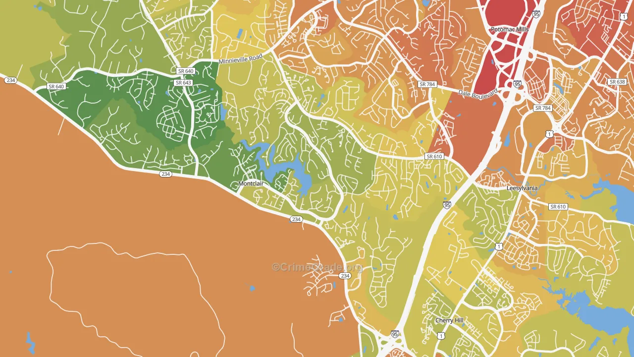 Montclair, VA Map of Vehicle Theft Rates