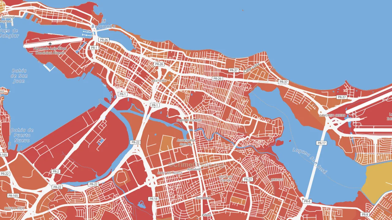 Monte Flores, San Juan, PR Map of Vehicle Theft Rates