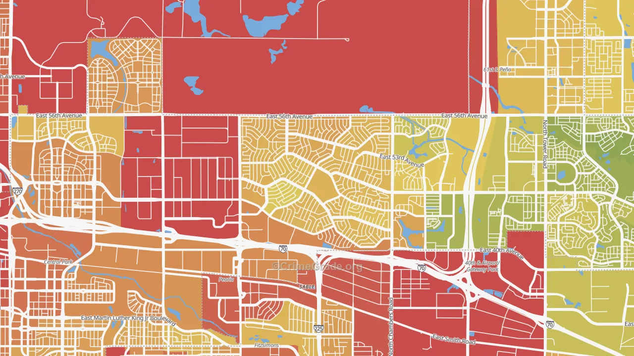 Montebello, Denver, CO Map of Vehicle Theft Rates