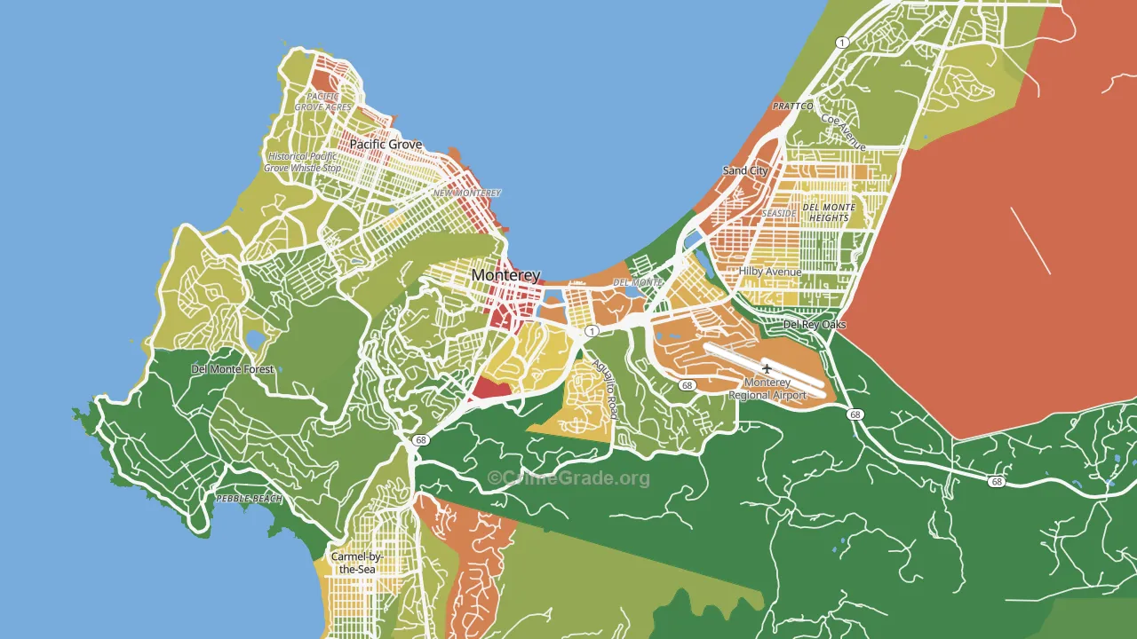 Monterey, CA Map of Vehicle Theft Rates