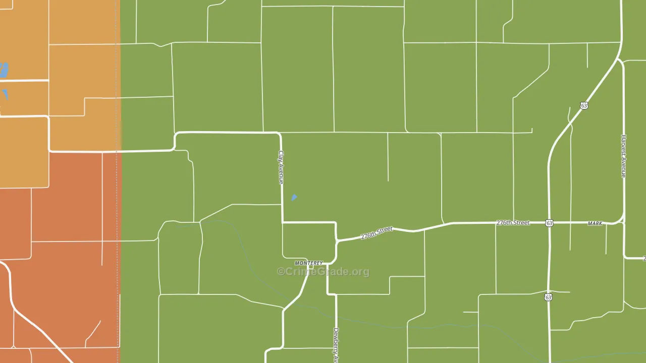 Monterey, IA Map of Vehicle Theft Rates