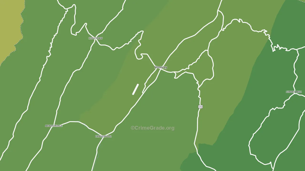 Monterey, VA Map of Vehicle Theft Rates