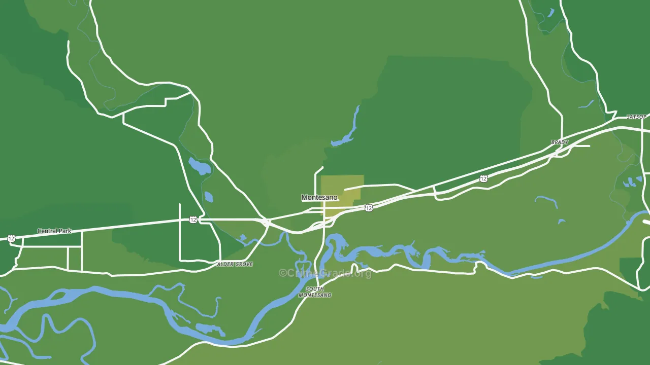Montesano, WA Map of Vehicle Theft Rates