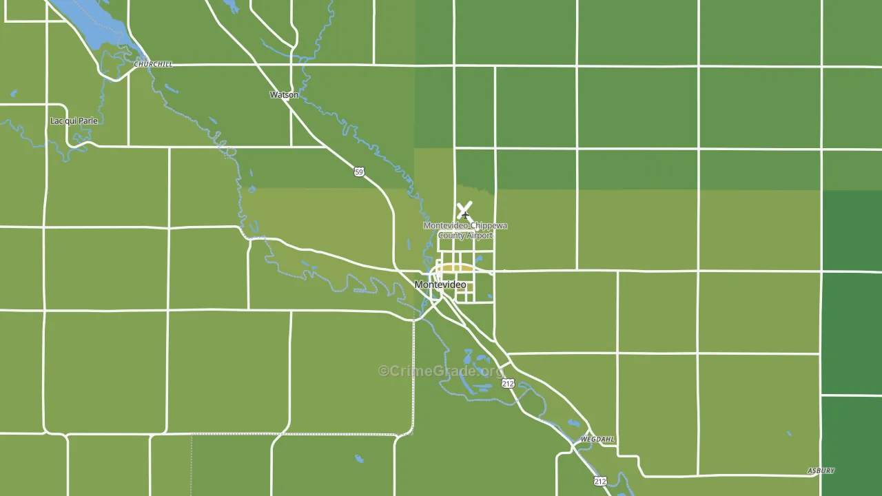 Montevideo, MN Map of Vehicle Theft Rates