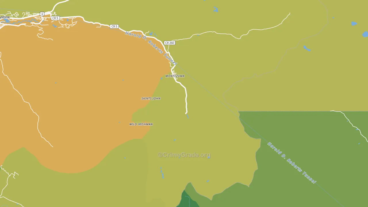 Montezuma, CO Map of Vehicle Theft Rates