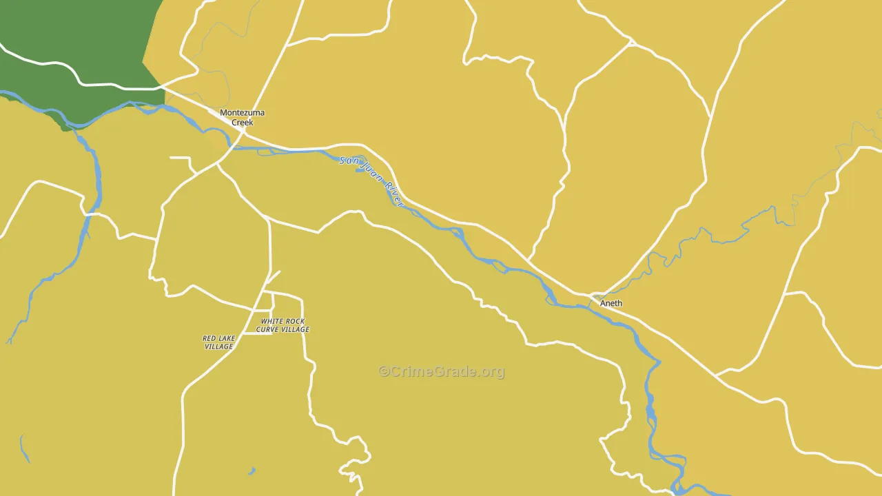 Montezuma Creek, UT Map of Vehicle Theft Rates