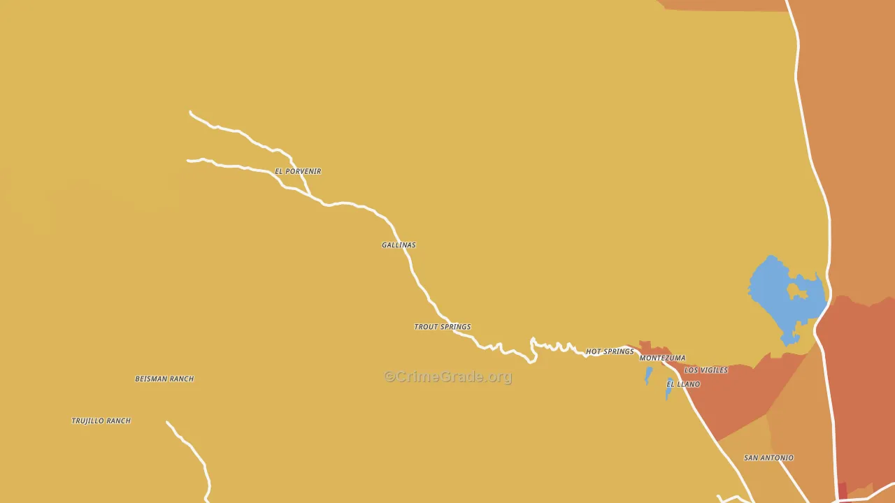 Montezuma, NM Map of Vehicle Theft Rates