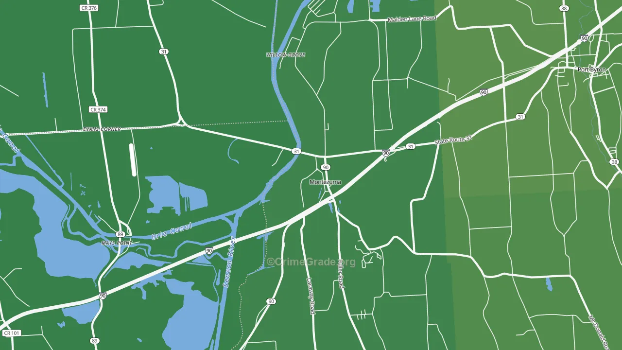 Montezuma, NY Map of Vehicle Theft Rates