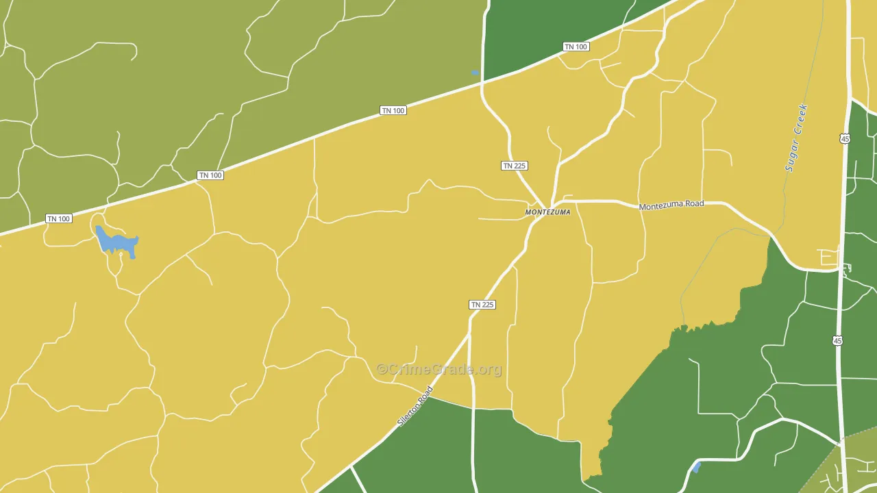 Montezuma, TN Map of Vehicle Theft Rates
