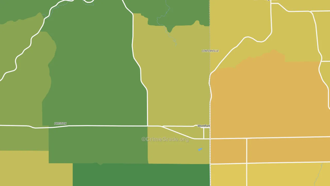 Montfort, WI Map of Vehicle Theft Rates