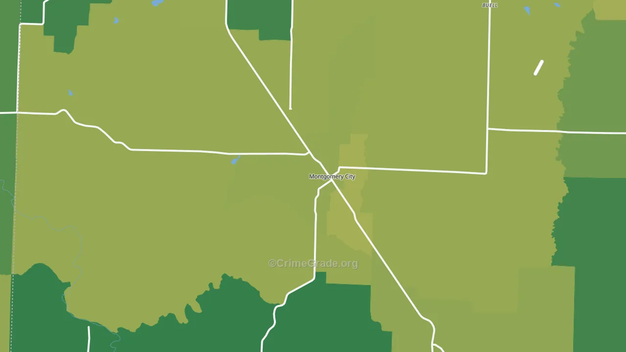 Montgomery City, MO Map of Vehicle Theft Rates