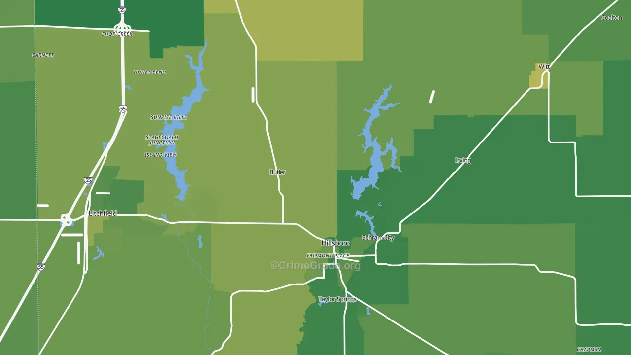 Montgomery County, IL Map of Vehicle Theft Rates