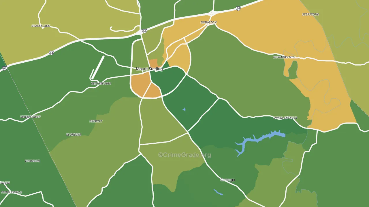 Montgomery County, KY Map of Vehicle Theft Rates