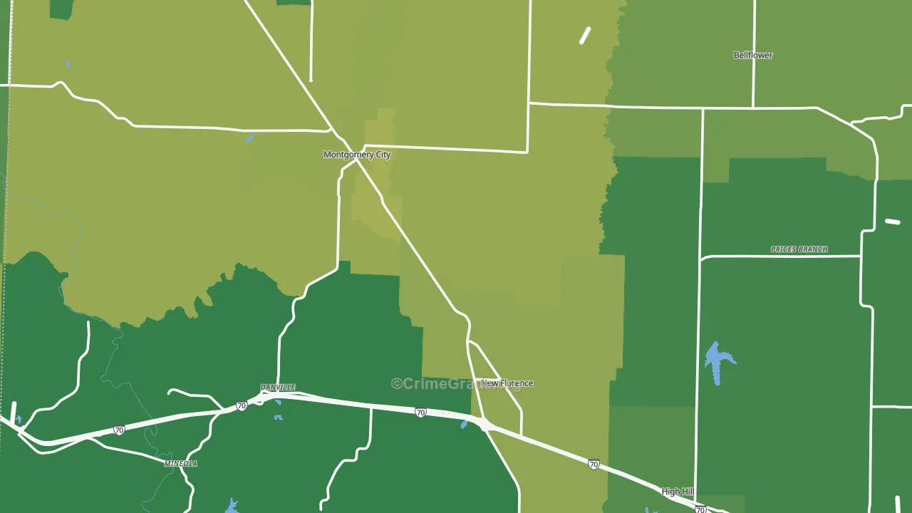 Montgomery County, MO Map of Vehicle Theft Rates