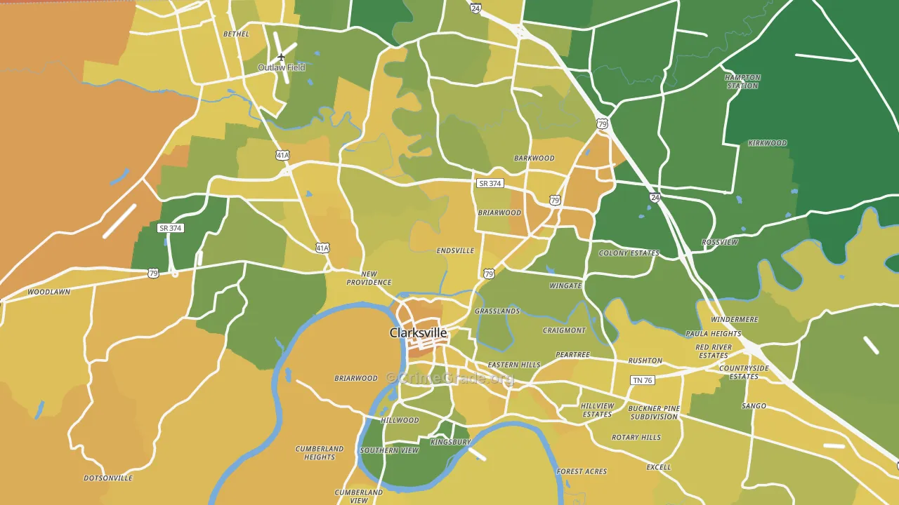 Montgomery County, TN Map of Vehicle Theft Rates