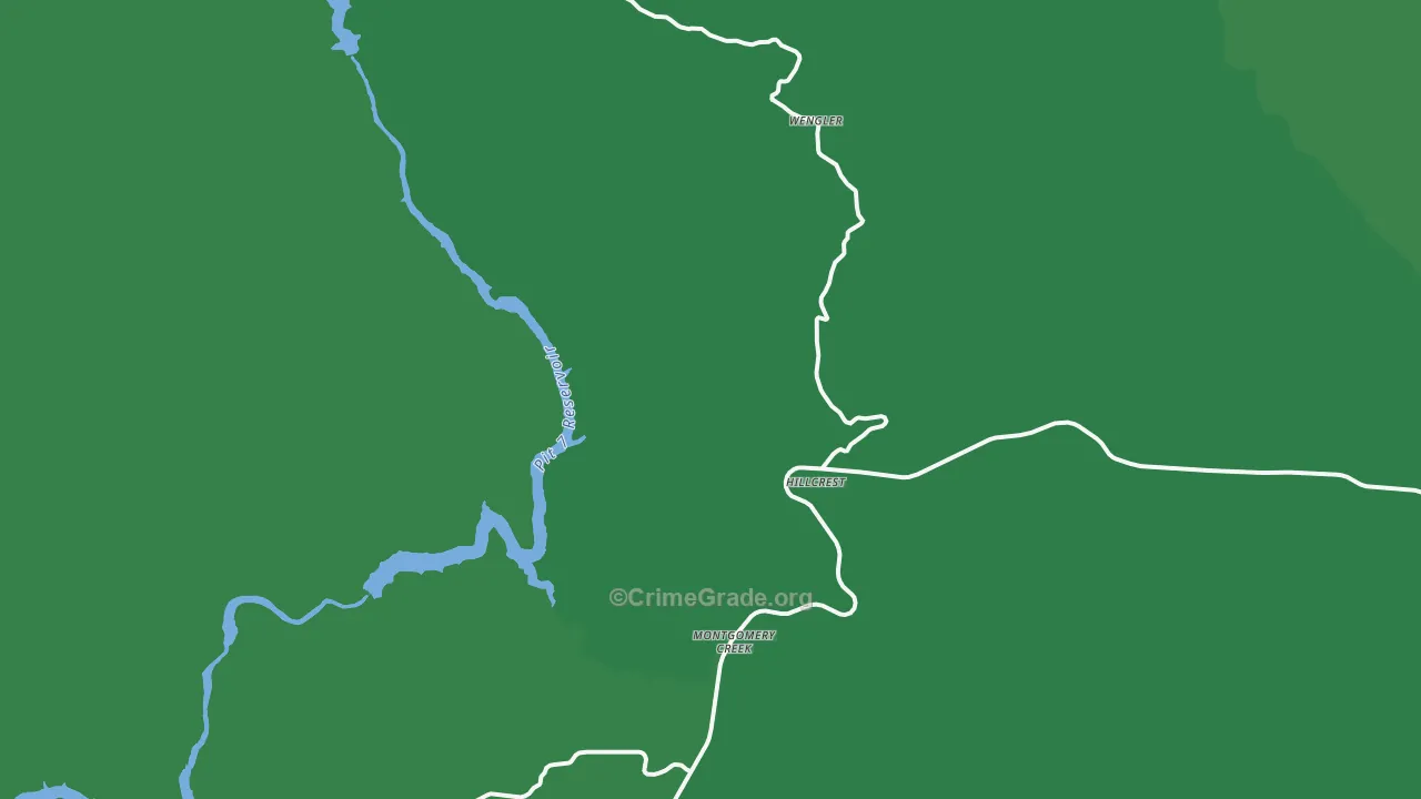 Montgomery Creek, CA Map of Vehicle Theft Rates