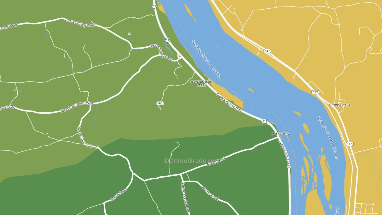 Montgomery Ferry, PA Map of Vehicle Theft Rates