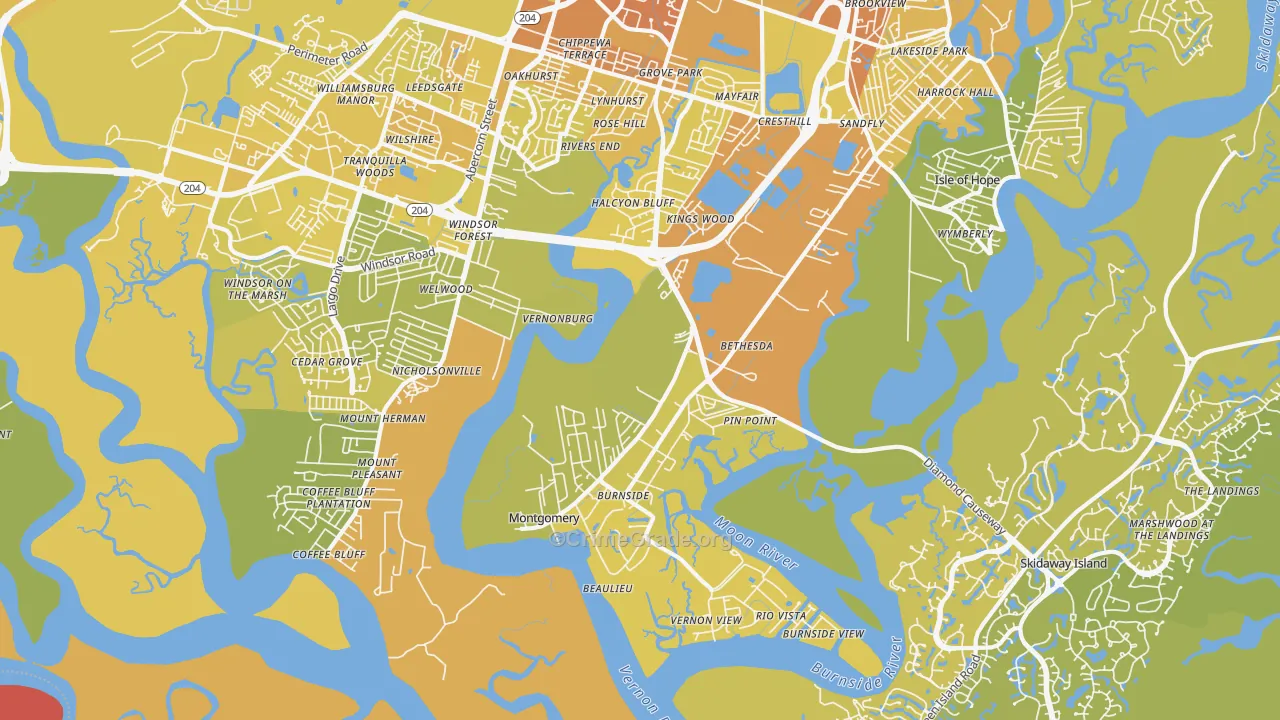 Montgomery, GA Map of Vehicle Theft Rates