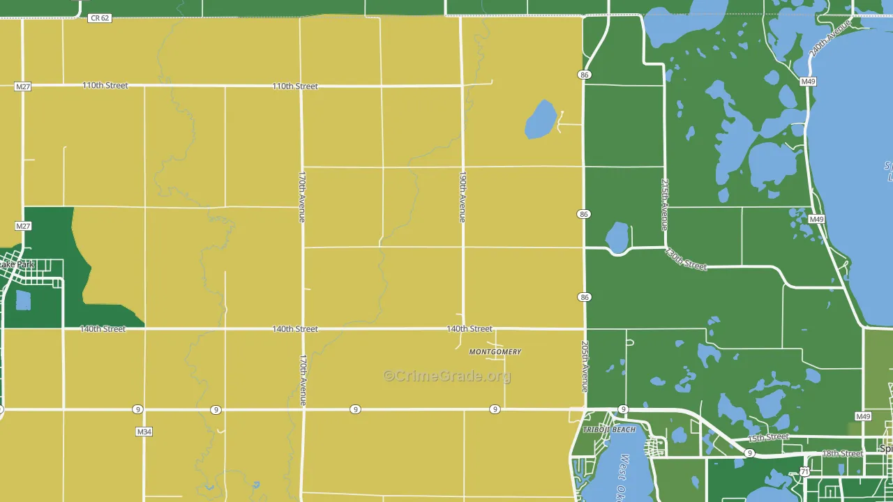 Montgomery, IA Map of Vehicle Theft Rates