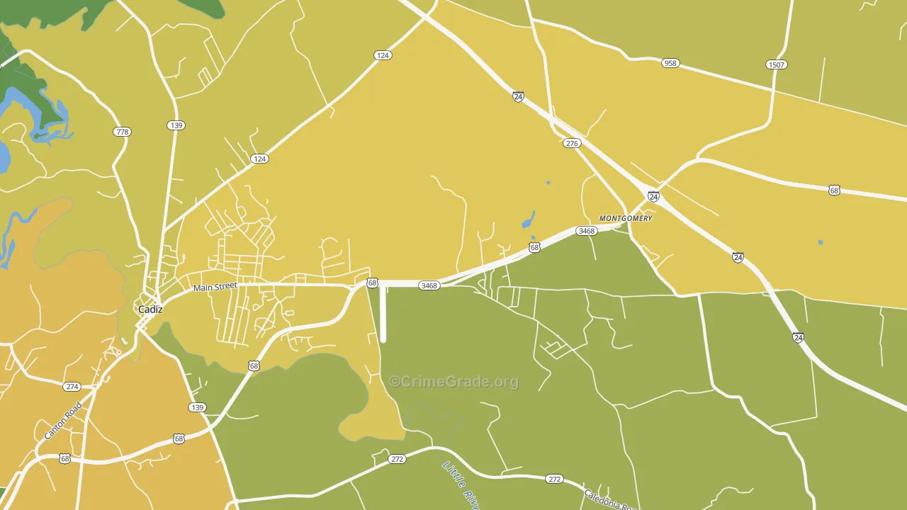 Montgomery, KY Map of Vehicle Theft Rates