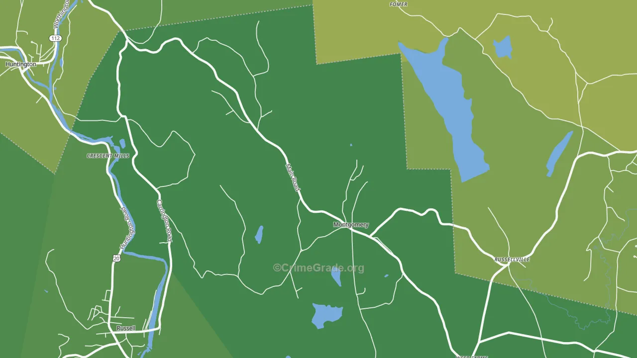 Montgomery, MA Map of Vehicle Theft Rates
