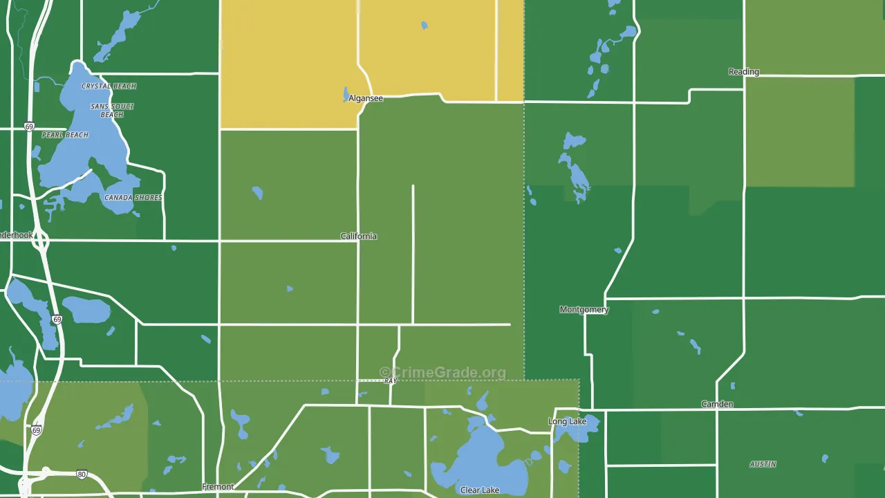 Montgomery, MI Map of Vehicle Theft Rates