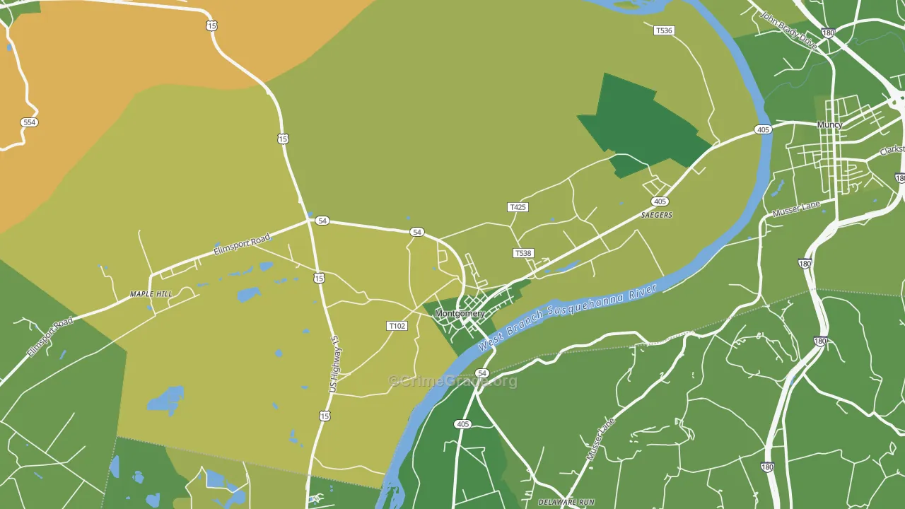 Montgomery, PA Map of Vehicle Theft Rates