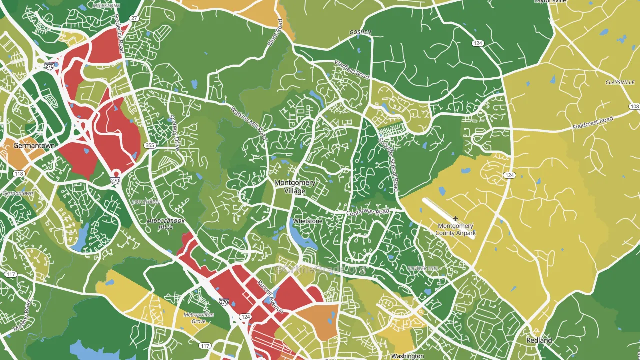 Montgomery Village, MD Map of Vehicle Theft Rates