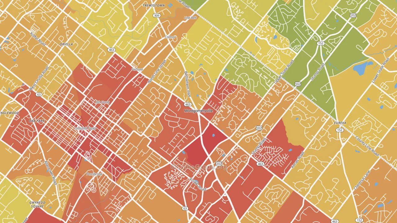 Montgomeryville, PA Map of Vehicle Theft Rates