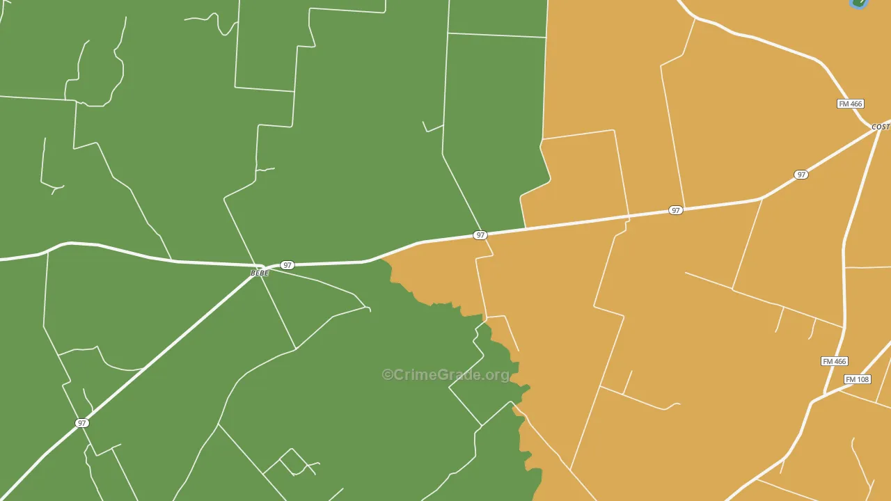 Monthalia, TX Map of Vehicle Theft Rates