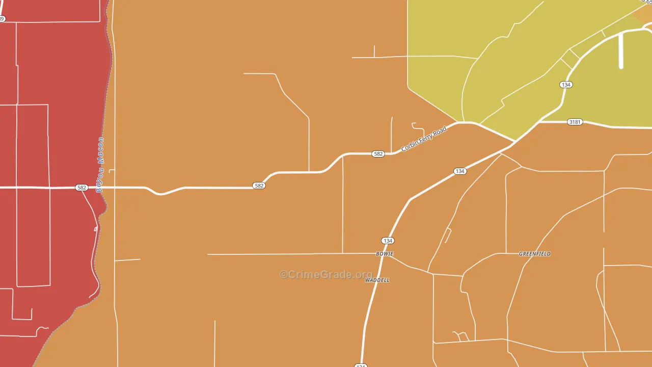 Monticello, LA Map of Vehicle Theft Rates