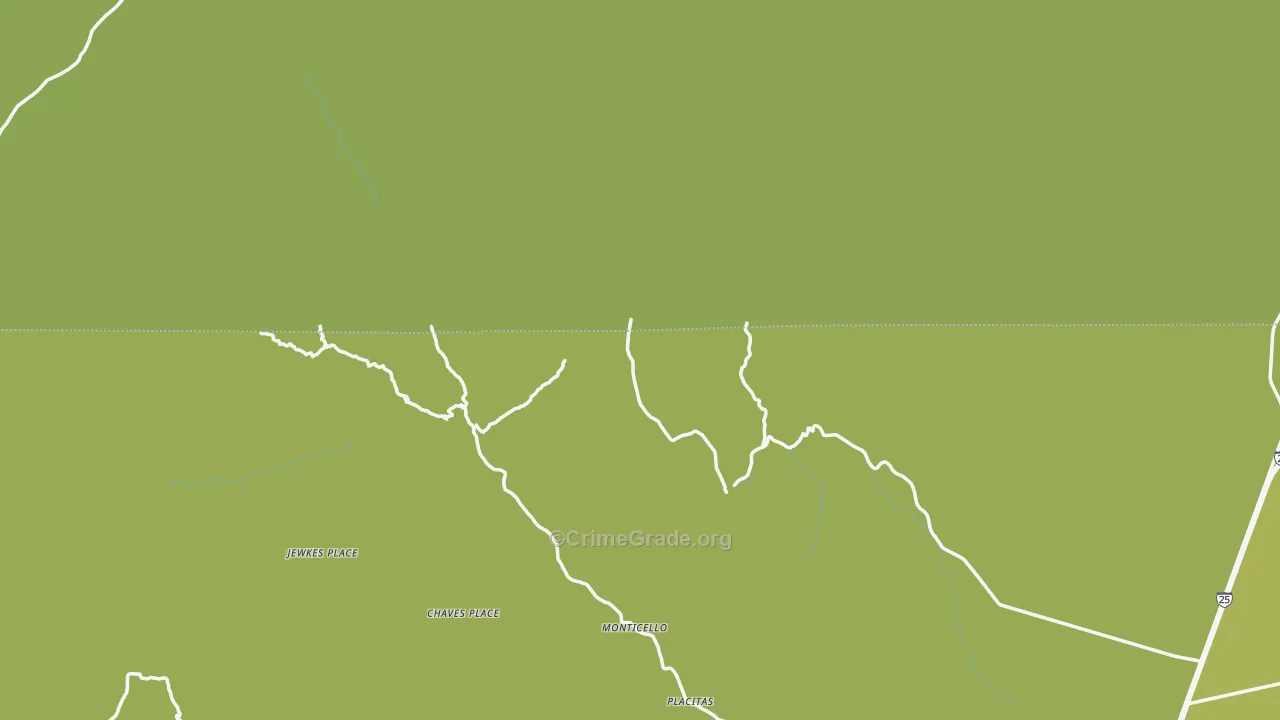 Monticello, NM Map of Vehicle Theft Rates