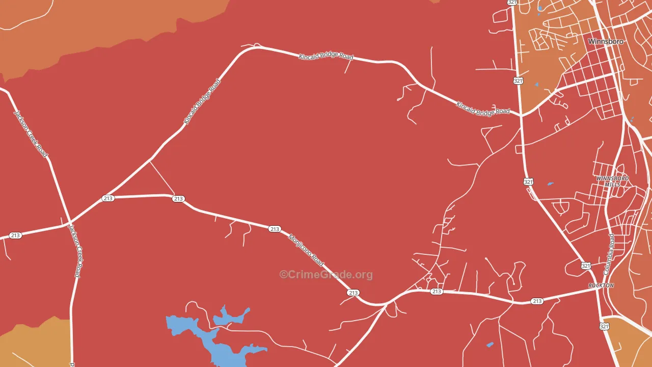 Monticello, SC Map of Vehicle Theft Rates