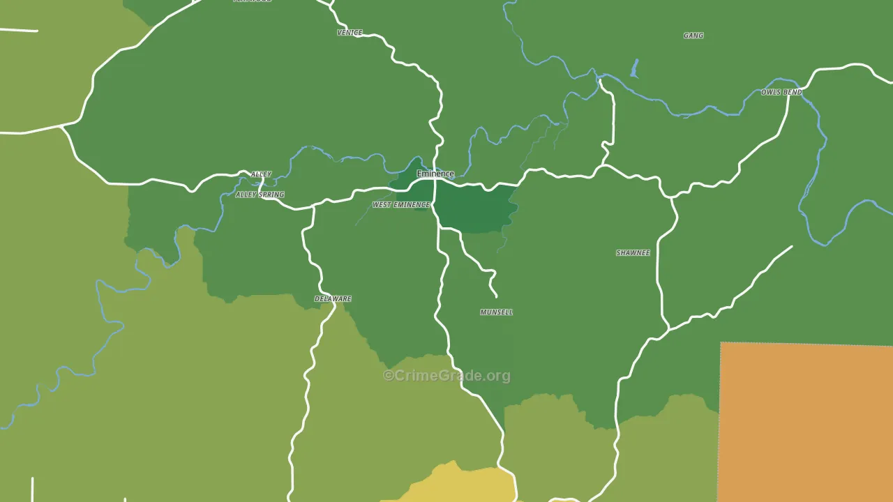 Montier, MO Map of Vehicle Theft Rates