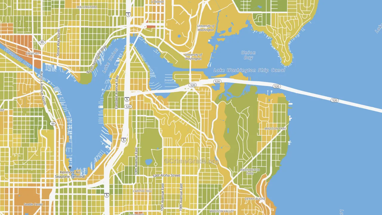 Montlake, Seattle, WA Map of Vehicle Theft Rates