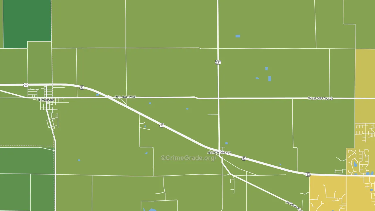 Montmorenci, IN Map of Vehicle Theft Rates