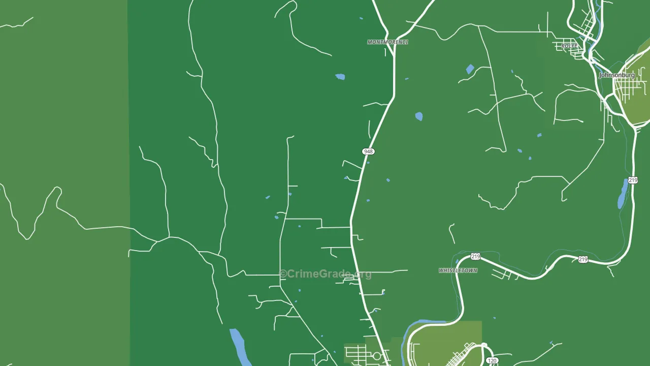 Montmorenci, PA Map of Vehicle Theft Rates