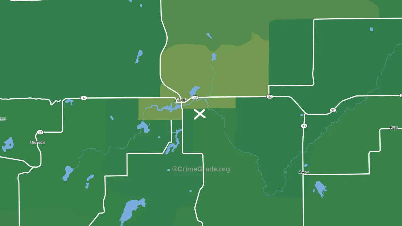 Montmorency County, MI Map of Vehicle Theft Rates